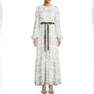 Antonio Melani x Nicola Bathie Sophia Printed Chiffon Long Blouson Maxi Dress